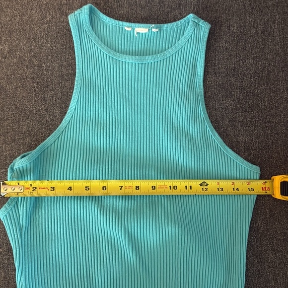 H &M Turquoise Sleeveless Cut Out Back Stretch Maxi Dress - Picture 7 of 8